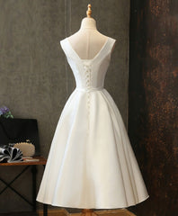 Prom Dress Prom Dress, Simple V Neck White Short Prom Dress, White Homecoming Dress