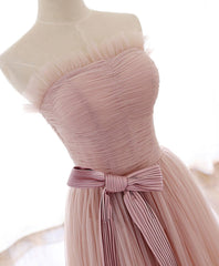 Homecoming Dresses, Simple Pink Tulle Long Prom Dress, Pink Tulle Formal Dress, 1