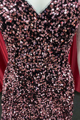 Party Dress Shops, Dark Pink Sequin Strapless A-Line Homecoming Dress