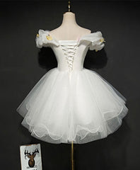 Evening Dresses Online Shopping, Cute White Tulle Short Prom Gown White Homecoming Dress
