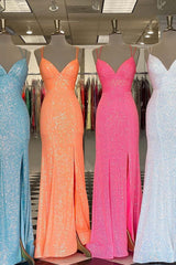 Prom Dresses Photos Gallery, Stunning Straps Sequined Mermaid Long Prom Dress