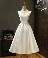 Prom Dress Shop, Simple V Neck White Short Prom Dress, White Homecoming Dress
