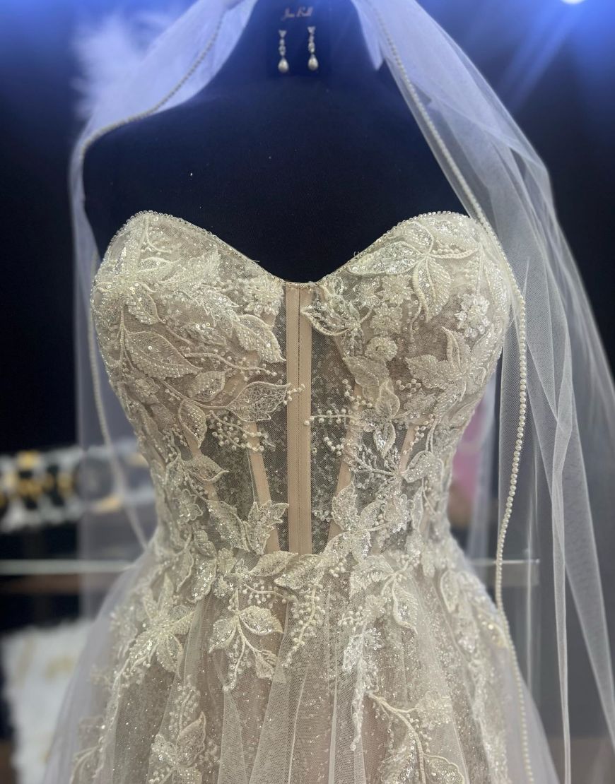 Wedding Dresses A Line Sleeves, A-Line Sweetheart Neckline Tulle Wedding Dress With Appliques