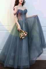 Party Dress Dames, A Line Off the Shoulder Tulle Prom Dress