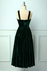 Prom Dresses For Skinny Body, Straps Dark Green Velvet Dress
