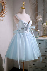 Bridesmaid Dresses Vintage, Cute Sky Blue Beading Bowknot Short Princess Homecoming Dresses