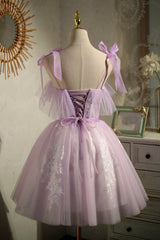 Bridesmaids Dresses Color Palettes, Cute Purple Sleeveless Lace Up Princess Short Homecoming Dresses