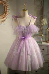 Bridesmaid Dresses Blush, Cute Purple Sleeveless Lace Up Princess Short Homecoming Dresses