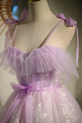 Bridesmaid Dress Color Palettes, Cute Purple Sleeveless Lace Up Princess Short Homecoming Dresses