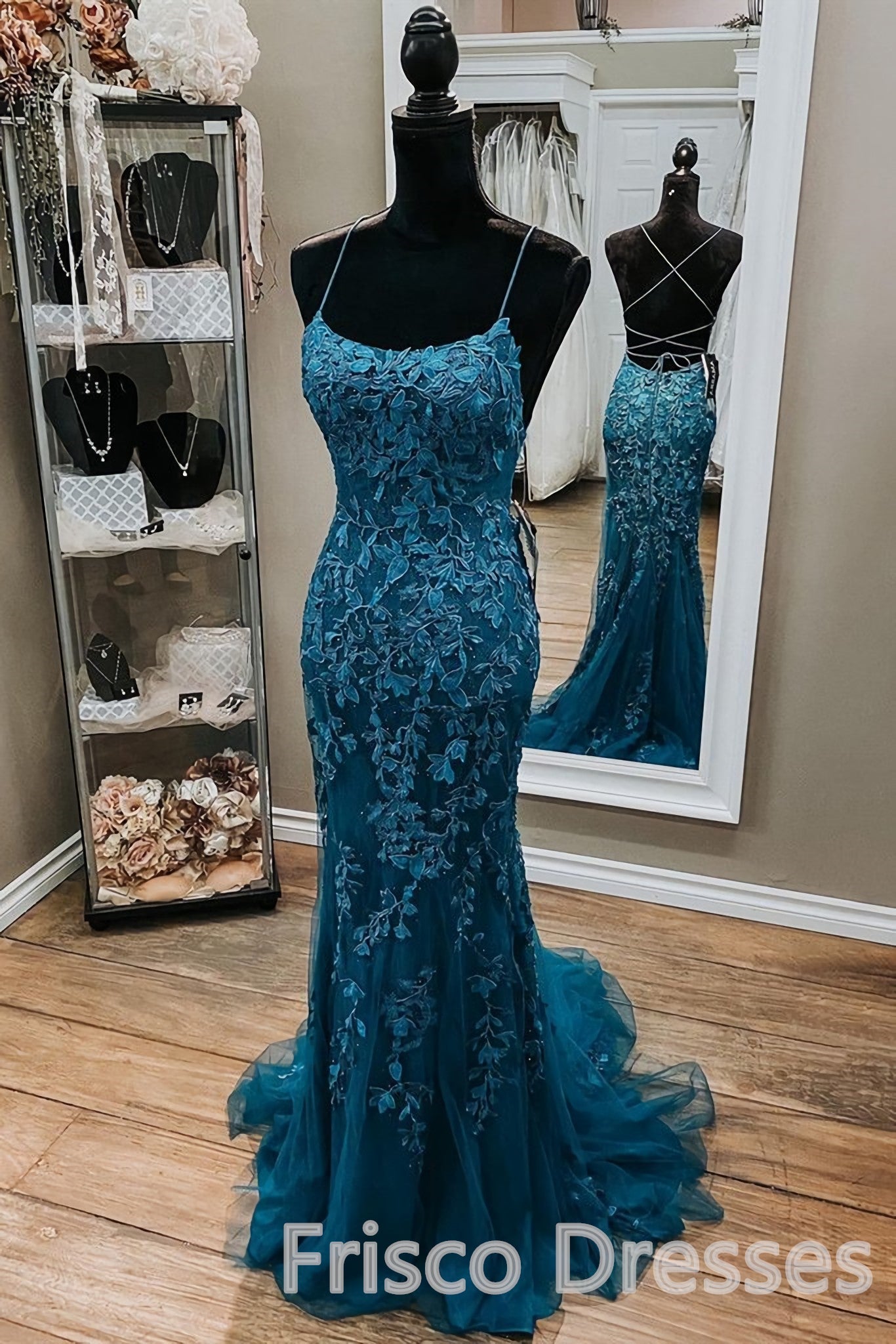 Party Dress Shop Near Me, Mermaid Teal Lace Backless Mermaid Dark Teal Lace Long Prom Dresses Long Formal Evening Dresses