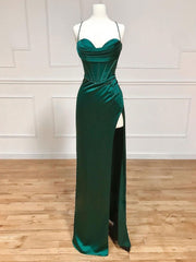 Prom Dresses Blushes, straps mermaid long formal dress prom dress with side slit and cowl neck