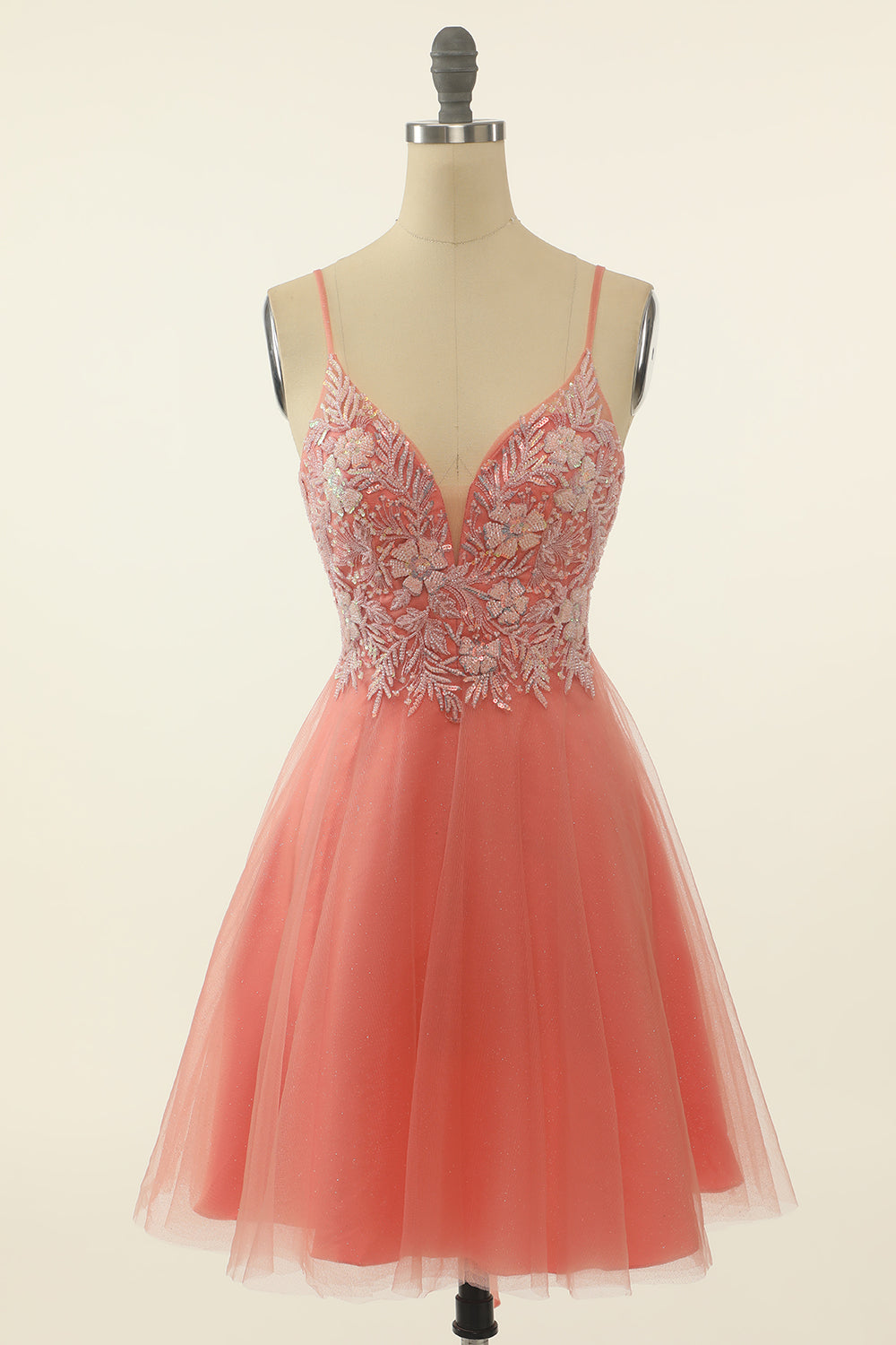 Prom Dresses Ball Gown Elegant, Blush Appliques Tulle Cute Homecoming Dress