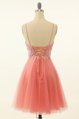 Prom Dresses 2046 Long, Blush Appliques Tulle Cute Homecoming Dress
