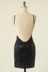 Prom Dress Ideas, Black Spaghetti Straps Bodycon Homecoming Dress