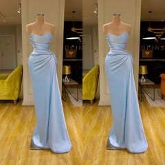 Party Dress And Style, Unique Cross Sweetheart Light Blue Soft-pleated Long Prom Dress