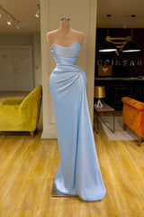 Party Dress Express, Unique Cross Sweetheart Light Blue Soft-pleated Long Prom Dress