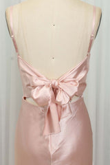 Elegant Prom Dress, Classic Pink Spaghetti Straps Midi Party Dresss