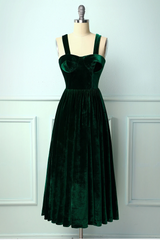 Prom Dresses Suits Ideas, Straps Dark Green Velvet Dress