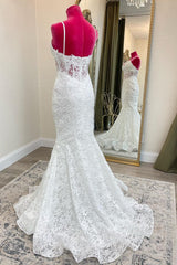 Wedding Dress Shopping Outfits, Mermaid White Lace Long Wedding Dress
