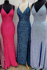 Formal Dresses Websites, Sparkle Mermaid Sequin Long Prom Dress with Slit