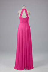 Prom Dress Stores Near Me, Elegant Halter Illusion Lace Floor Length Bridesmaid Dresses