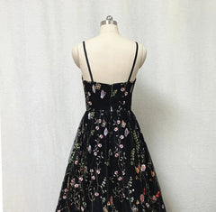 Wedding Dresses Beautiful, Black Floral Fairy Prom Dress Long Evening Gowns For Wedding
