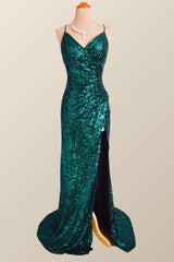 Prom Dress Designs, Fuchsia Sequin Mermaid Long Party Dress