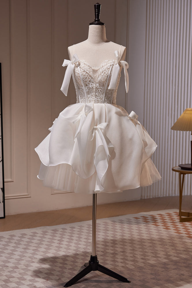 Bridesmaids Dress Pink, Ivory Spaghetti Straps Beading Lace Short Homecoming Dresses