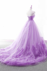 On Piece Dress, Light Purple Sweetheart Tulle Ball Gown Princess New Style Formal Dress, Purple Party Dress