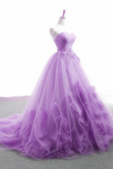 Formal Dresses Long, Light Purple Sweetheart Tulle Ball Gown Princess New Style Formal Dress, Purple Party Dress