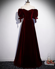 Bridesmaid Dresses Mismatch, Modest Charming Burgundy Long Prom Dresses Vintage Evening Dresses With Bowknot