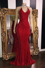 Party Dress Meaning, Glitter Halter Sheath Backless Long Prom Dresses Fashion Dresses