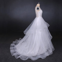 Weddings Dress Near Me, Charming V-neck Lace Wedding Dresses Elegant Backless Wedding Gowns