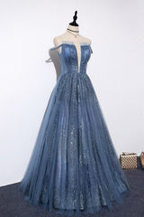 Bridesmaids Dress Affordable, Lovely Tight A-line Lace Up Blue Prom Dresses For Girls Party Dresses