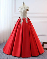 Bridesmaid Dresses Mismatching, Modest Red Cap Sleeves Ball Gowns Lace Satin Prom Dresses Evening Dresses