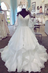 Wedding Dresses Off The Shoulder, Charming Spaghetti Straps Long Ball Gown Lace Up Wedding Dresses