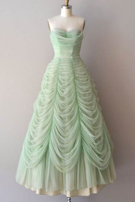 Party Dress Code Ideas, Mint Green Sweetheart Floor Length Long Prom Dress, Ruched Chiffon Party Gown