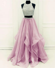 Wedding Dresses Simple Lace, Sequins Beaded Organza Layered Two Piece Ball Gowns Prom Dress
