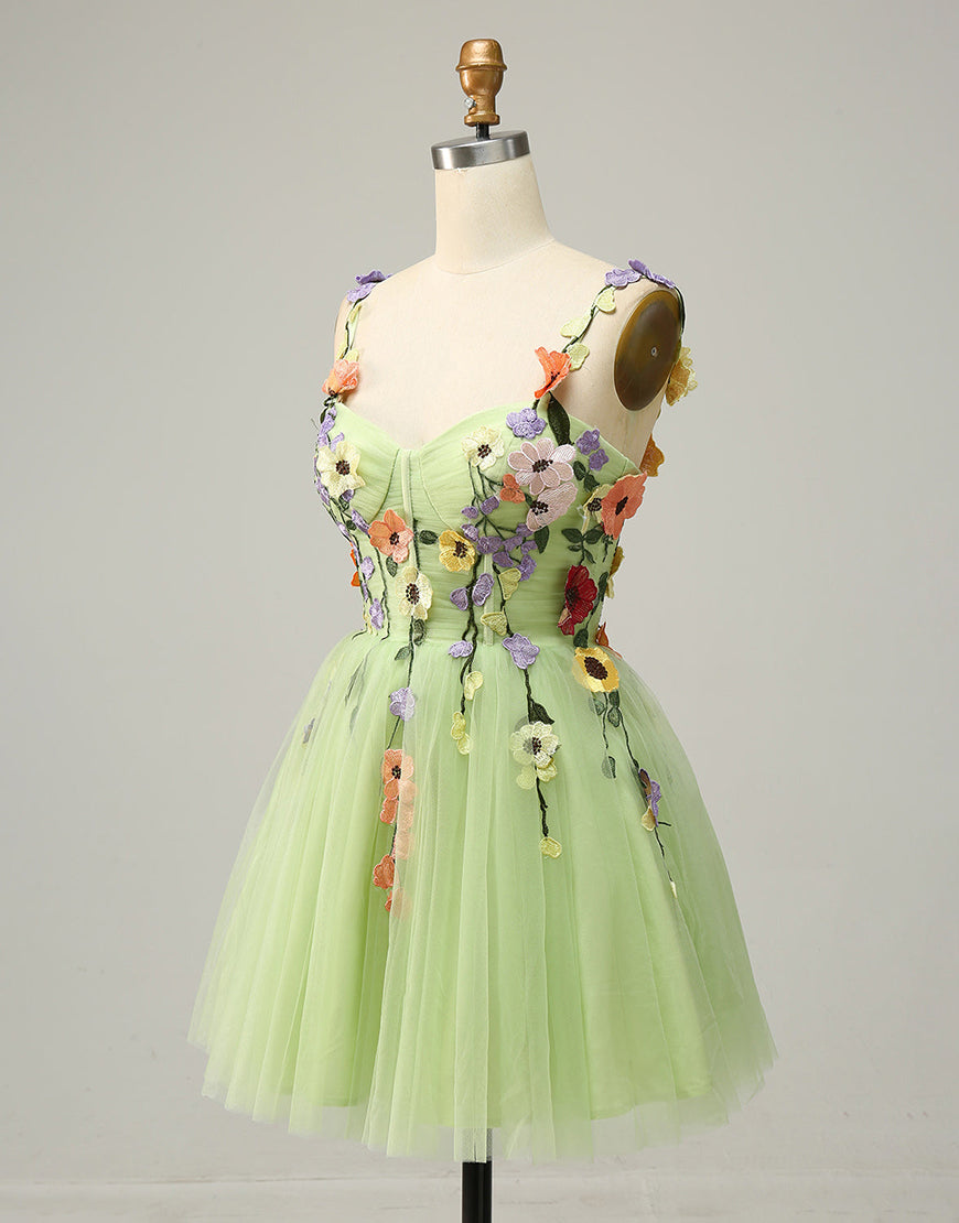 Homecoming Dresses Simpl, Pretty A-Line Tulle Homecoming Dress With Embroidery Flowers