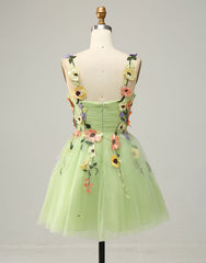 Homecoming Dress Boutiques, Pretty A-Line Tulle Homecoming Dress With Embroidery Flowers