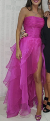 Bridesmaid Dress, Hot Pink Simple evening dresses long prom dress