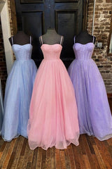 Formal Dresses Website, Shiny Tulle Open Back Pink Lilac Blue Long Prom Dress, Long Pink Lilac Blue Tulle Formal Graduation Evening Dress