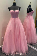 Formal Dresses Websites, Shiny Tulle Open Back Pink Lilac Blue Long Prom Dress, Long Pink Lilac Blue Tulle Formal Graduation Evening Dress