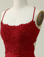 Formal Dresses, Dark Red Bodycon Spaghetti Straps Short Homecoming Dress