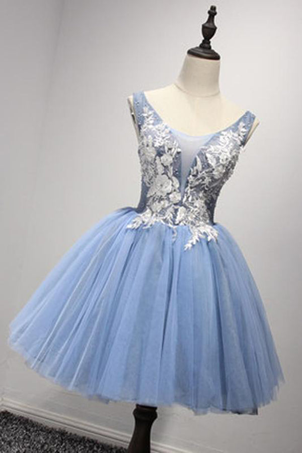 Bridesmaid Dresses Custom, Luxurious A-line Straps Knee Length Short Tulle Homecoming Dresses
