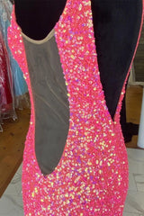 Evening Dress Petite, V neck Sequin Mermaid Long Prom Dress