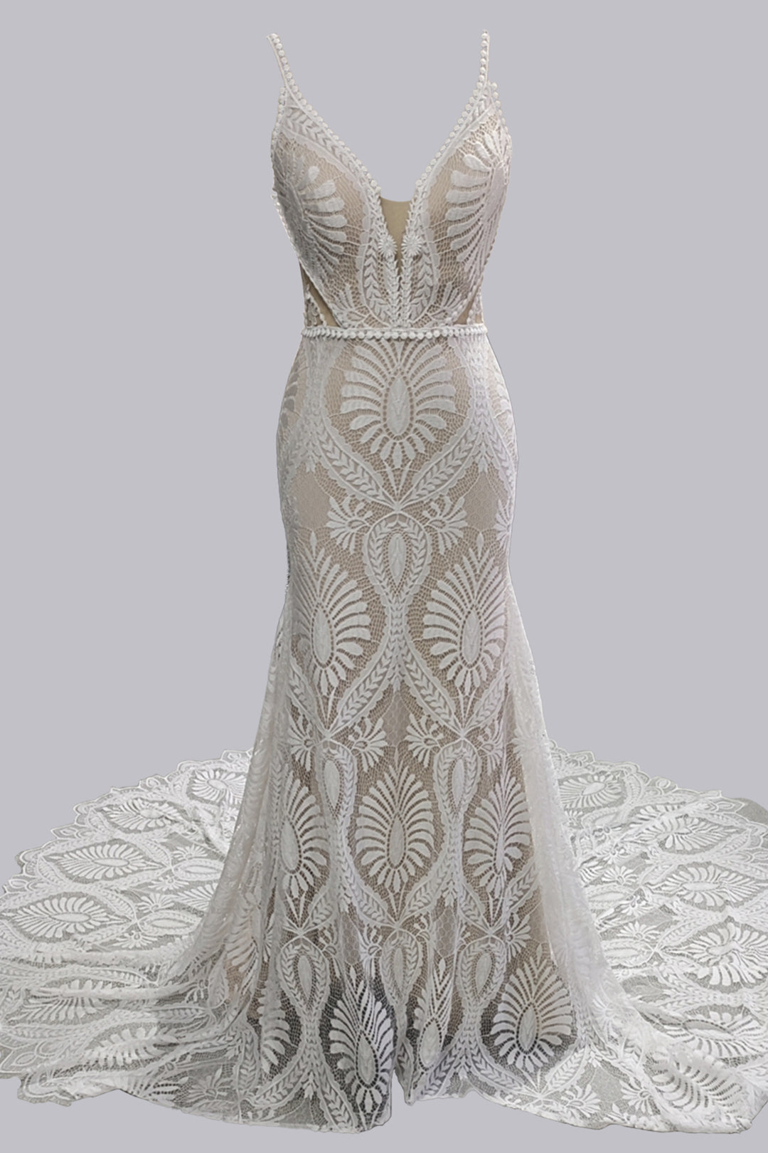 Wedding Dresses For Shorter Brides, Elegant Spaghetti Straps V Neck Mermaid Lace Wedding Dresses