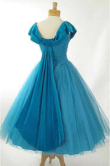 Evening Dresses For Ladies Over 72, Peacock Blue Square Neck A Line Homecoming Dress