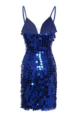 Homecoming Dress Sparkles, Royal Blue Sparkly Sequins Tight Short Homecoming Dress