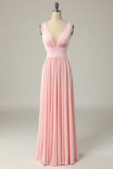 Prom Dressed Long, Classic Pink Long Prom Dress with Split Front